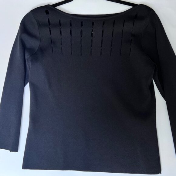BLACK CUT OUT NECK  BLOUSE NO IRON - Picture 8 of 9